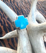 Authentic turquoise cross ring