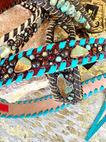 Kurtmen leather and turquoise hat bands