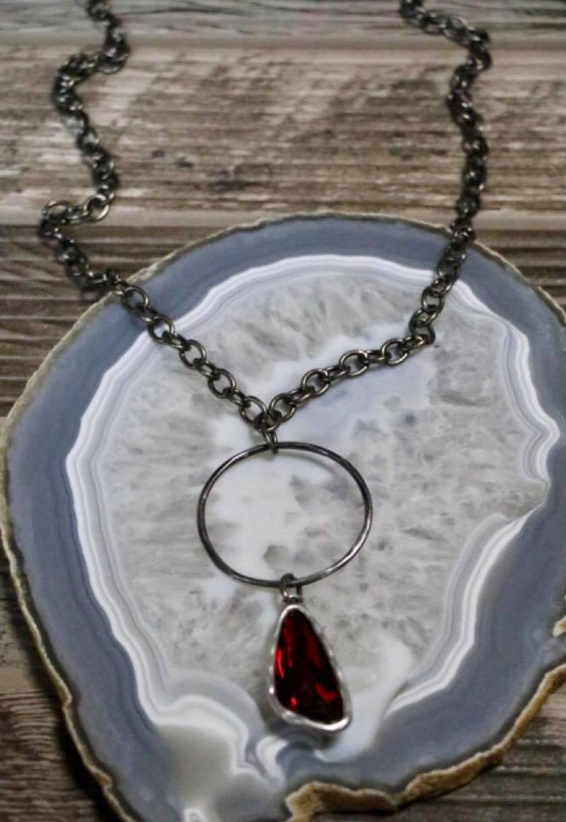 Red crystal pendant necklace