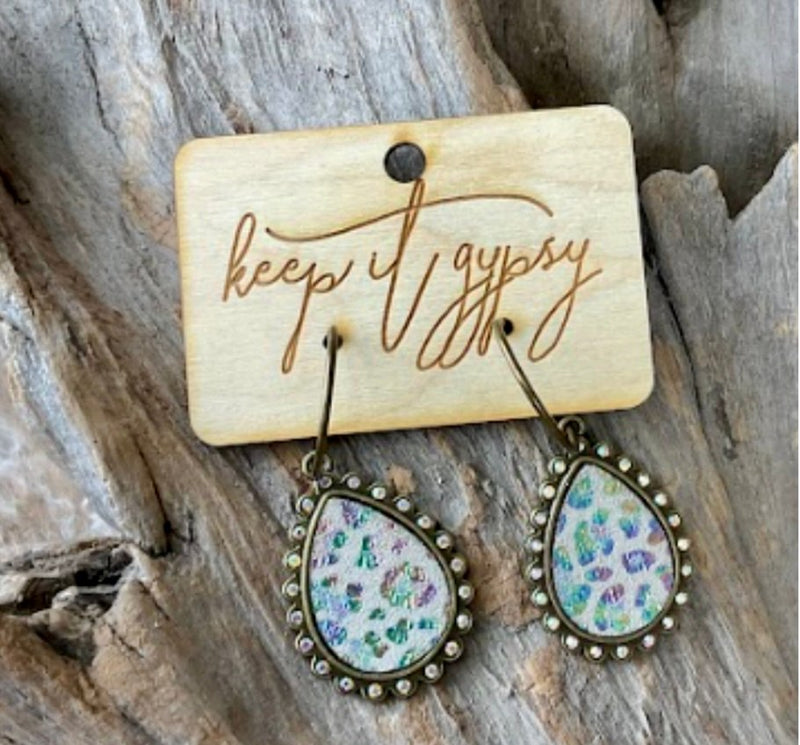 Cowhide mermaid earring