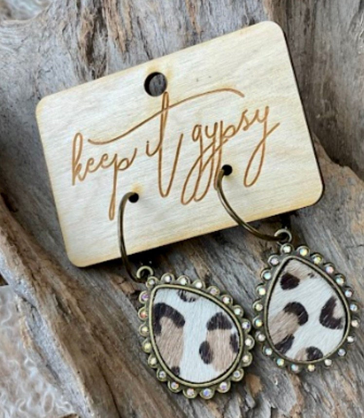 Cowhide leopard earring