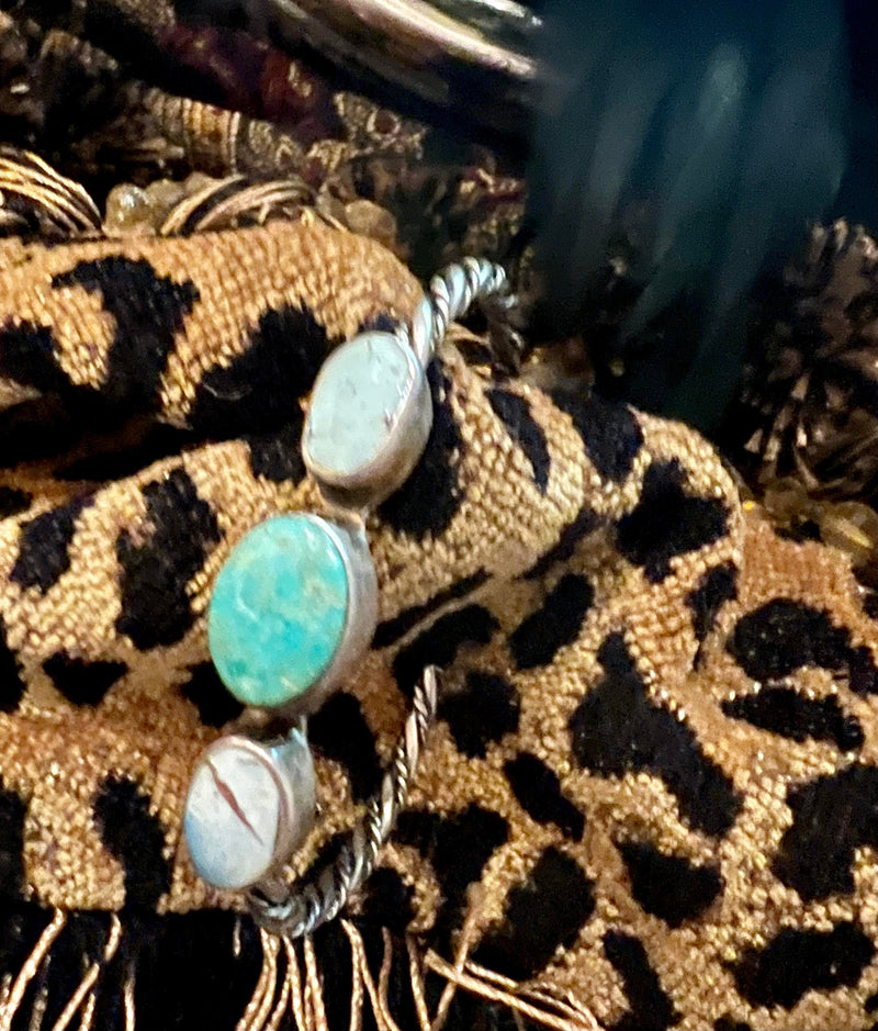 Sonoran mountain and Golden Hills turquoise sterling silver rope cuff