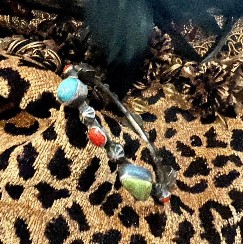 Chimney Butte Navajo turquoise, coral & gaspeite bangle