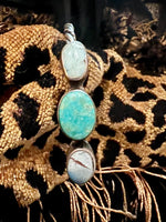 Sonoran mountain and Golden Hills turquoise sterling silver rope cuff