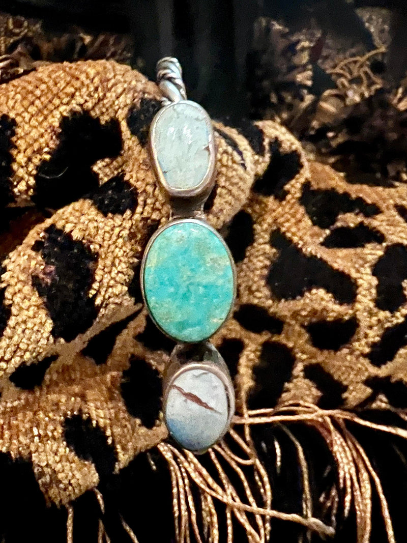 Sonoran mountain and Golden Hills turquoise sterling silver rope cuff