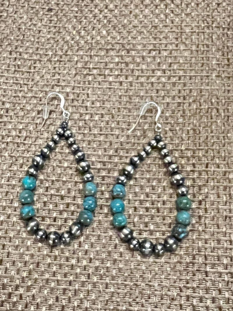 Navajo sterling silver pearls with turquoise