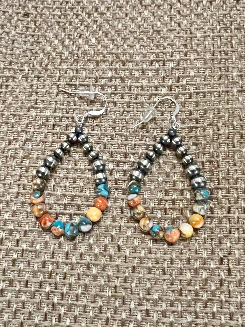 Sterling silver Navajo pearls with turquoise and spiny Oyster