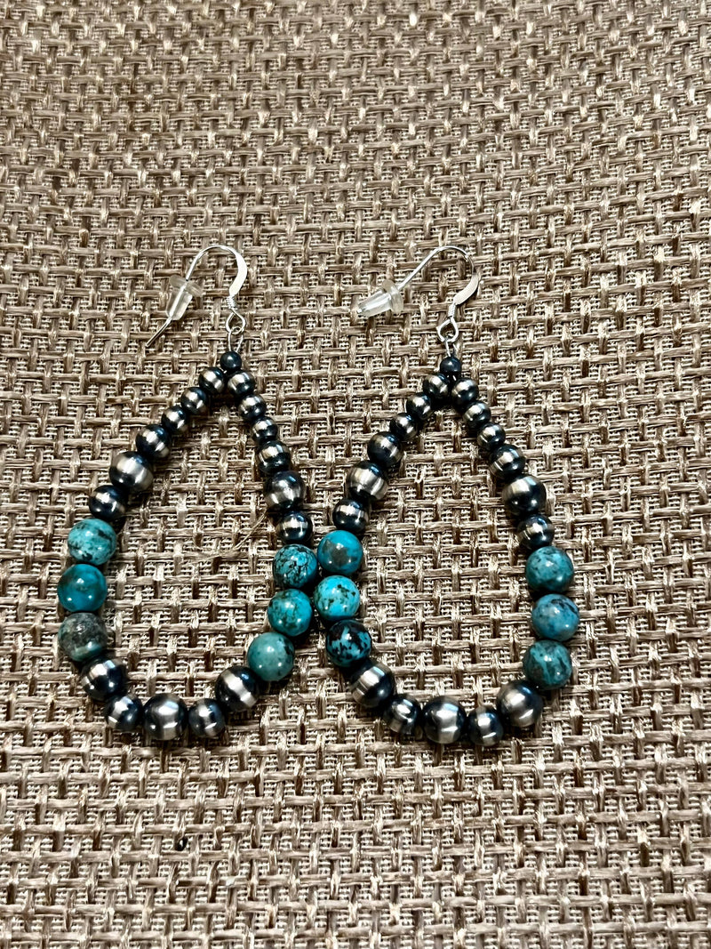 Sterling silver Navajo pearls with turquoise