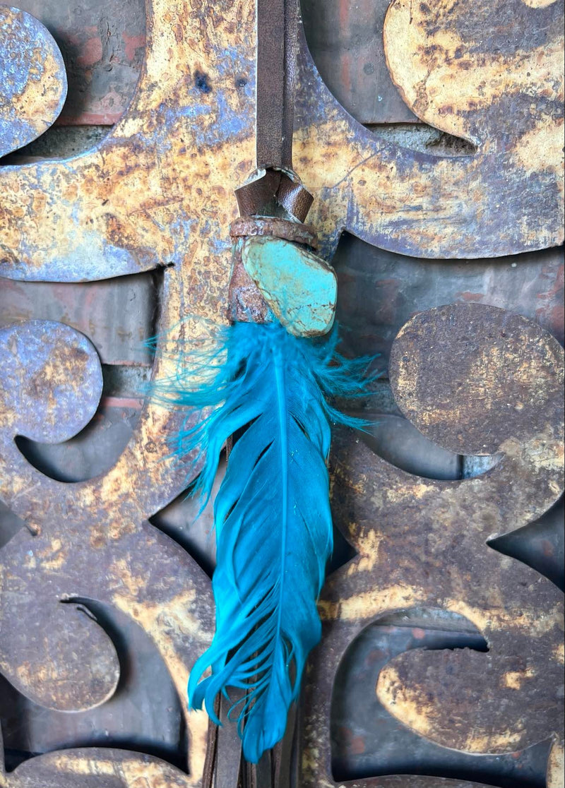 Leather fringe and turquoise necklace