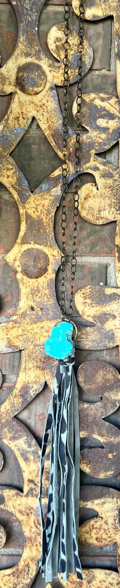 Cheetah tassel chain necklace