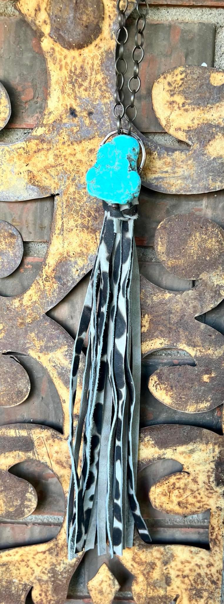 Cheetah tassel chain necklace