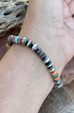 Stretchy silver and multi stone bracelet